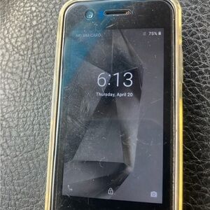 Smartphone with Black and Gold Case